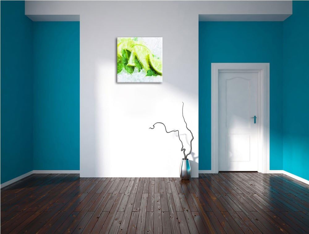 Pixxprint Minze Limetten EIS als Leinwandbild/Grösse: 70x70 cm/Wandbild/Kunstdruck/fertig bespannt,