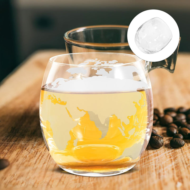 DOITOOL 2 Stück Whiskygläser Neuheit Getränkegläser Rum Felsen Glas Klarglas Cocktailbecher Weltkart
