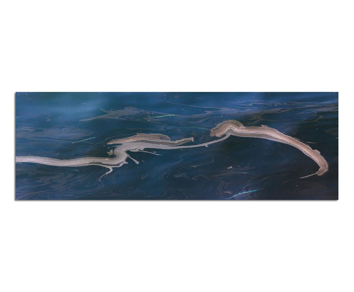 Paul Sinus Art Panoramabild auf Leinwand und Keilrahmen 150x50cm Meer Wasser Öl Schlieren