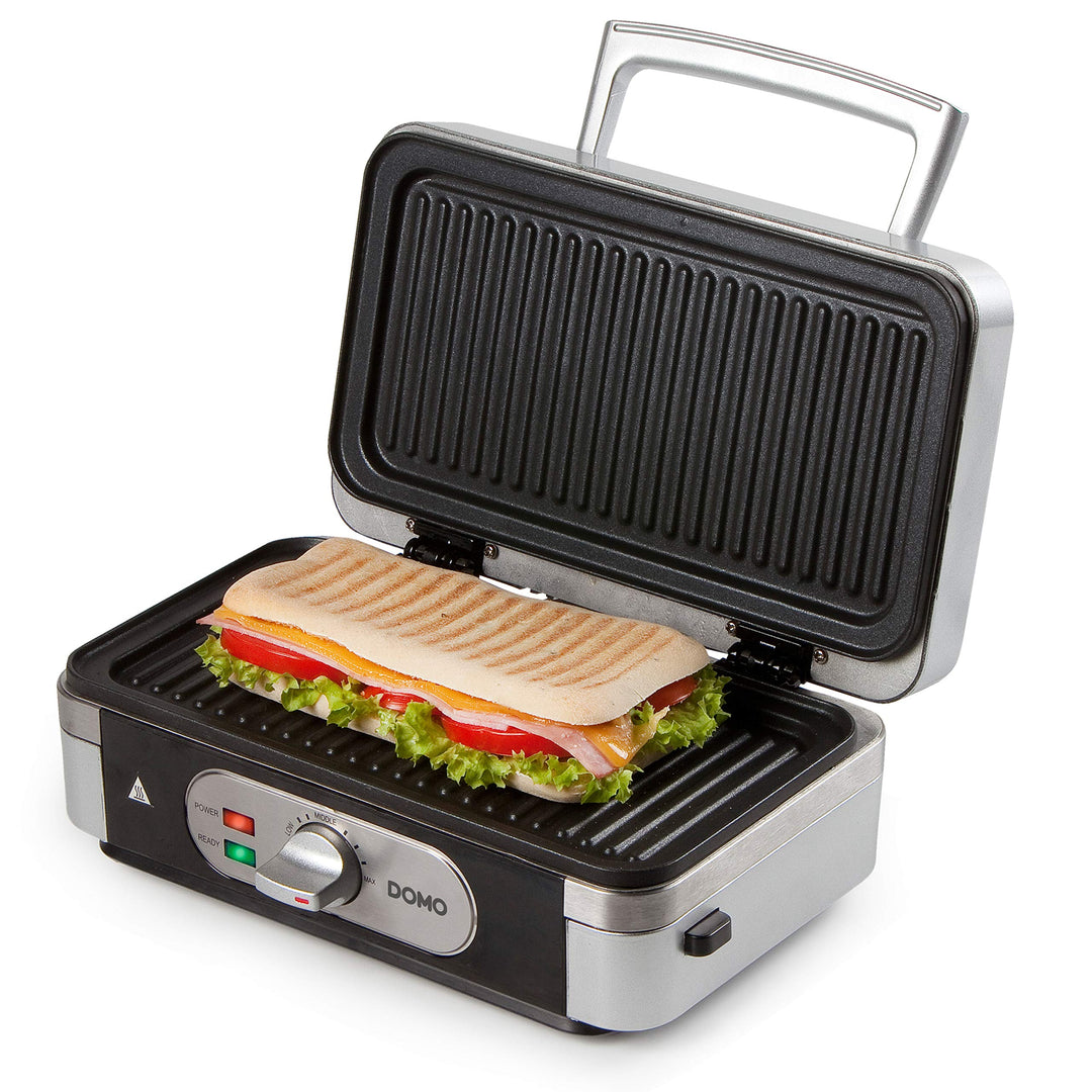 Domo DO9136C Sandwichtoaster 3-in-1, 1 Liter, Silber, Schwarz