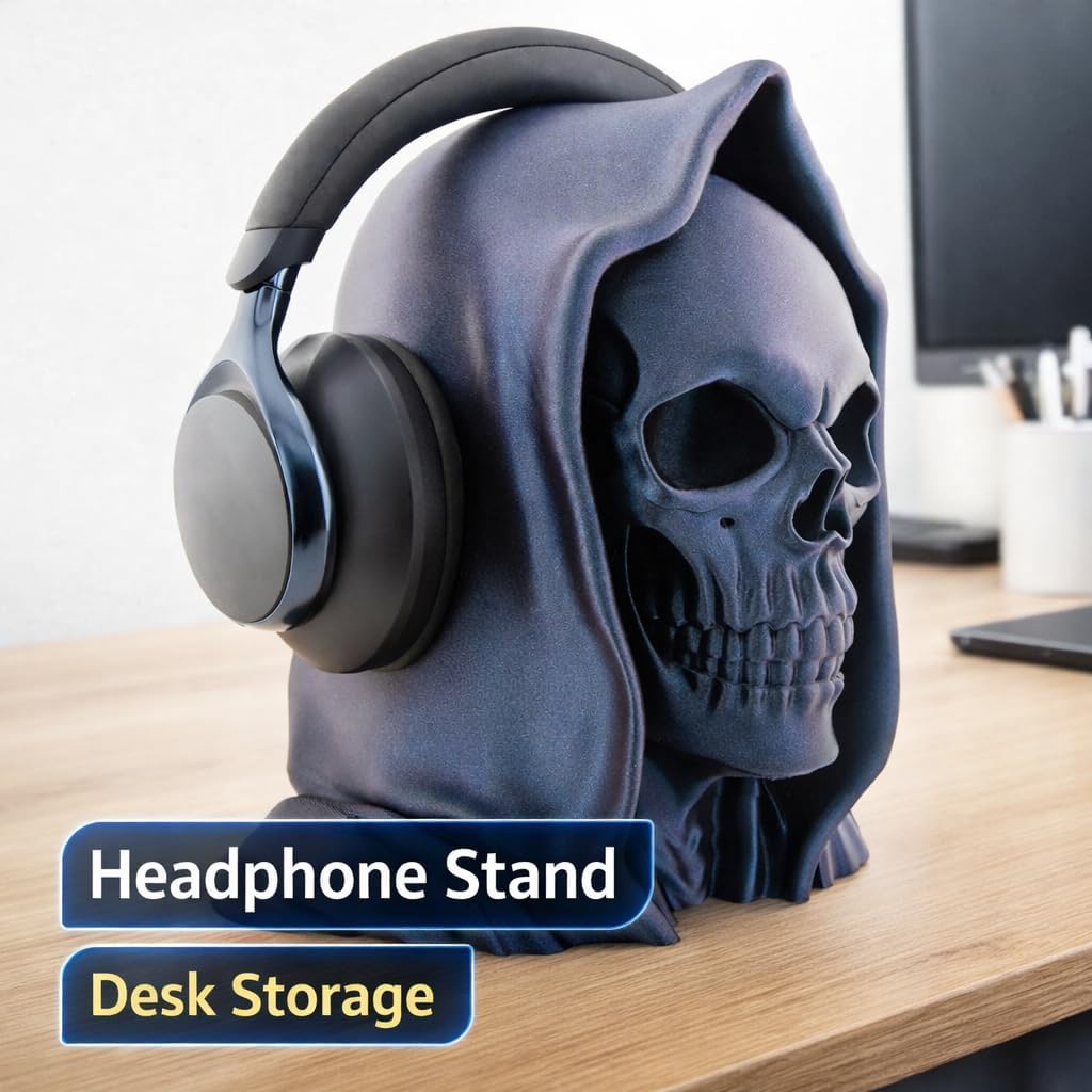 OSAZEE Totenkopf Kopfhörerständer – Skull Headphone Stand Burned Titanium Black | Premium Kopfhörerh