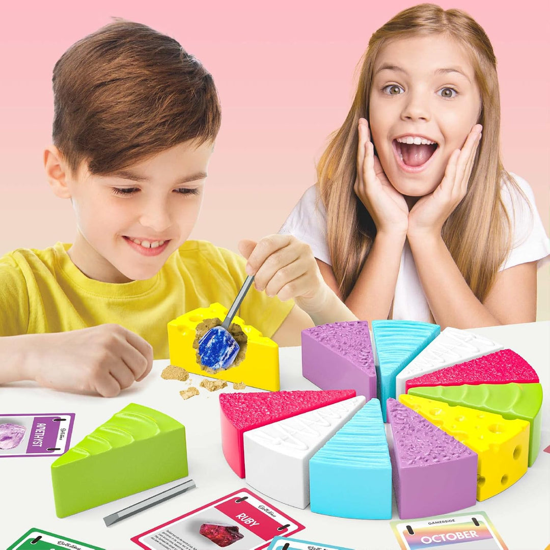 Gamerside Ausgrabungsset für Kinder ab 7 Jahren, Edelsteine und Mineralien Ausgraben Set mit 12 Stei