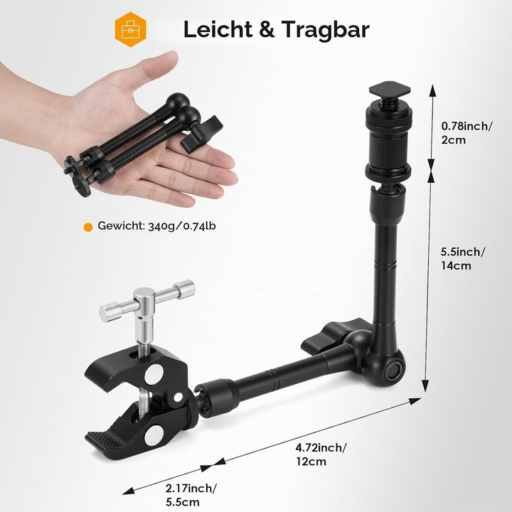 TARION Magic Arm Kamera Halterung: Kamera Klemmstativ mit Super Klammer, Flexibel Gelenkarmstativ Ka