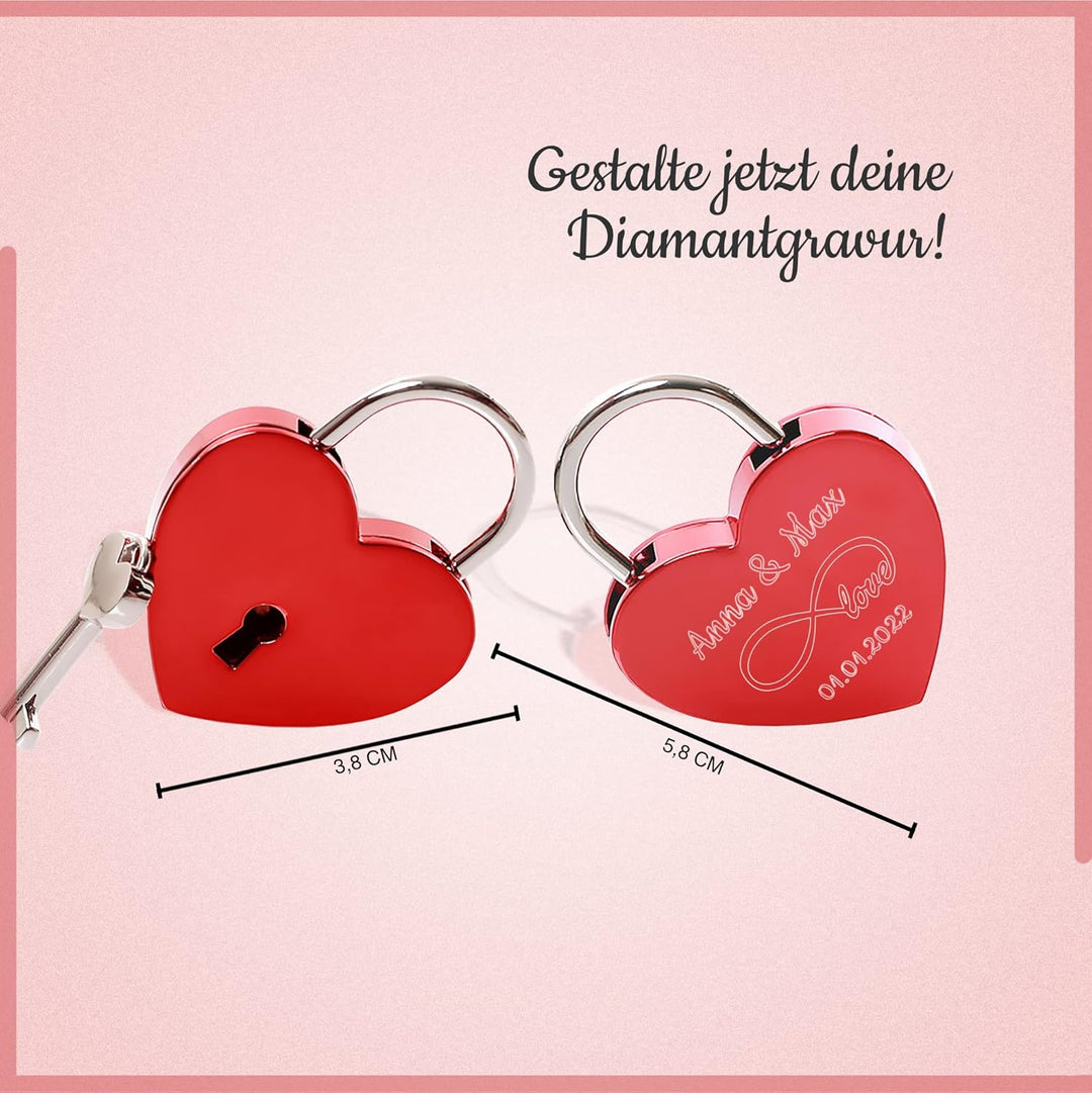 Geschenkfreude Liebesschloss mit Gravur - witterungsbeständig - personalisierte Geschenke für Frauen