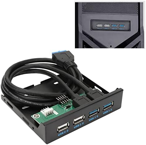 ASHATA Front Panel USB 3.0 Hub 4 Ports, 3,5 Zoll Interner USB Hub mit USB3.0 USB2.0, PC Interner Com