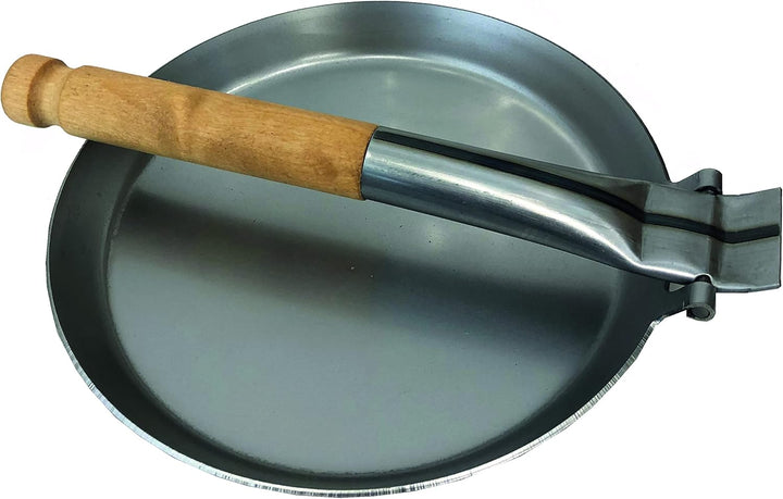 Stabilotherm Jägerpfanne mit Holz Klappgriff | zum Outdoor kochen & braten über offenem Feuer oder G