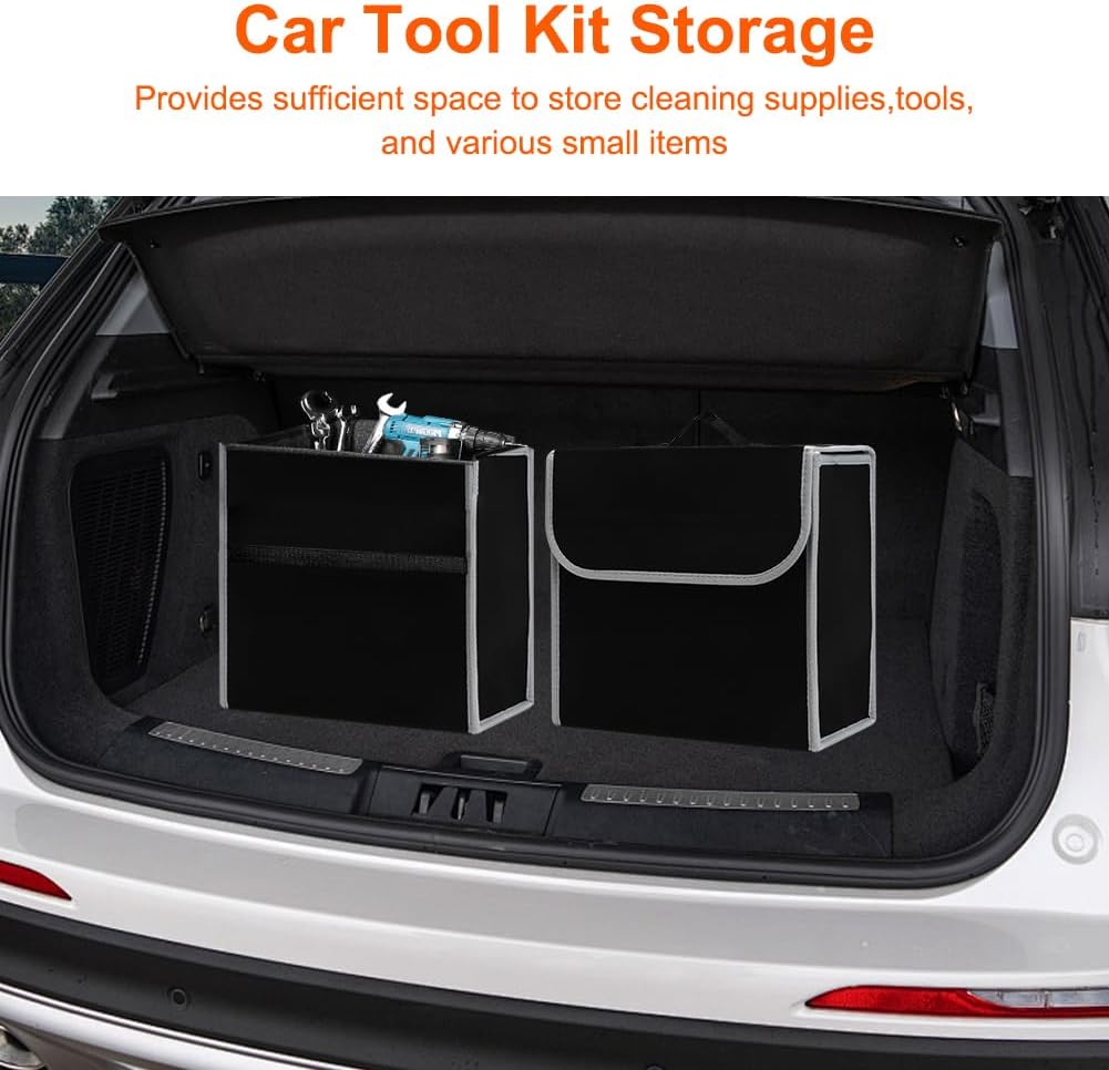 Auto Organizer Toolbag Kofferraum mit Klett Fixierung - 2 Stück Kofferraumtasche für Werkzeug & Auto