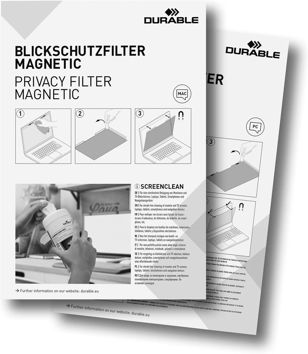 Durable Blickschutzfilter für MacBook Pro® 16 2021, magnetische Befestigung, inkl. Tasche und Reinig