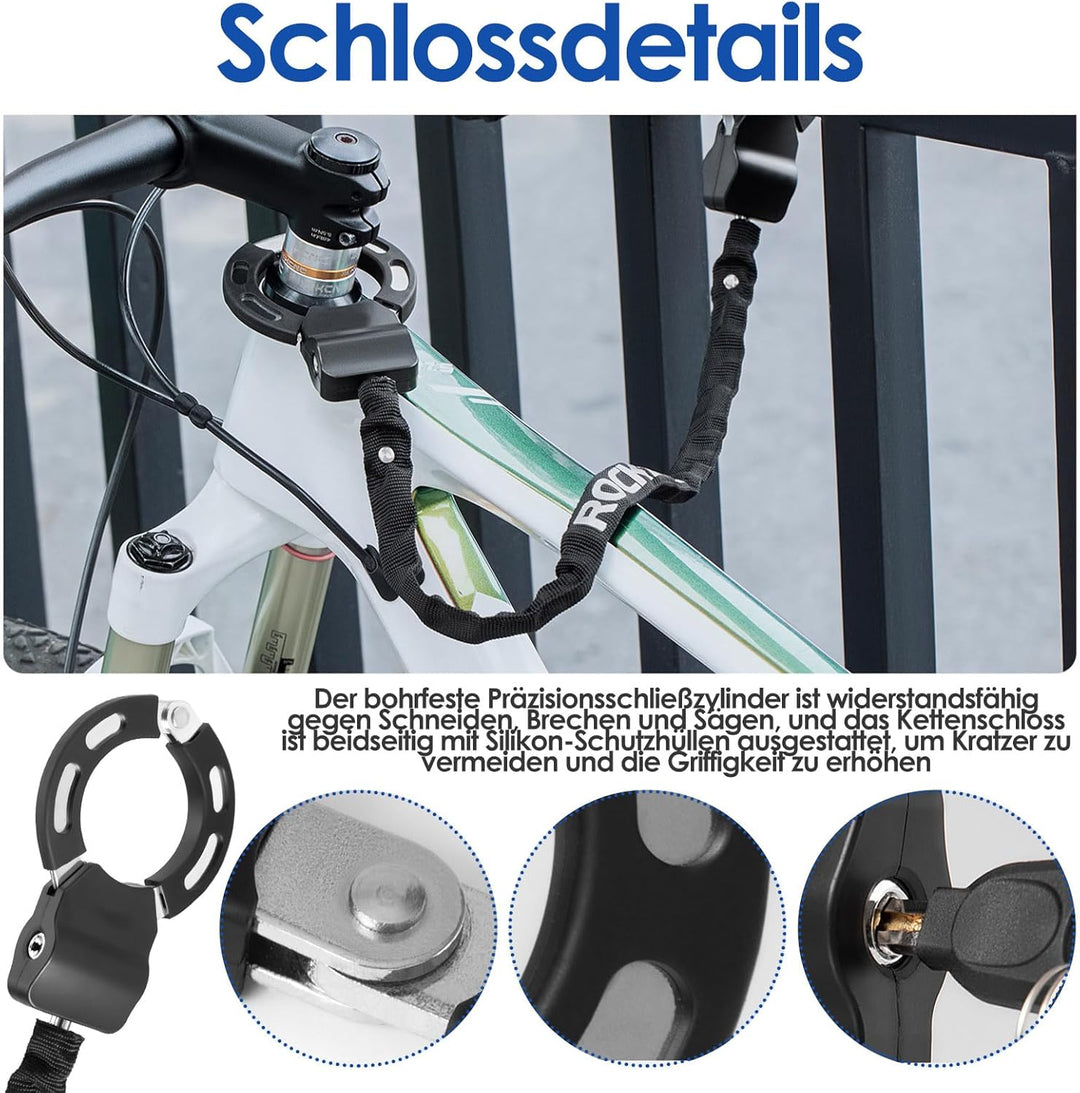 E Scooter Schloss - Handschellenschloss mit Schlüssel, Fahrradschloss für E Scooter mit Gummi-Lock-H
