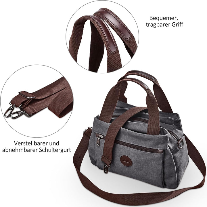 DORRISO Mode Umhängetasche Damen Canvas Handtasche Reise Schultertasche Casual Multifunktionale Umhä