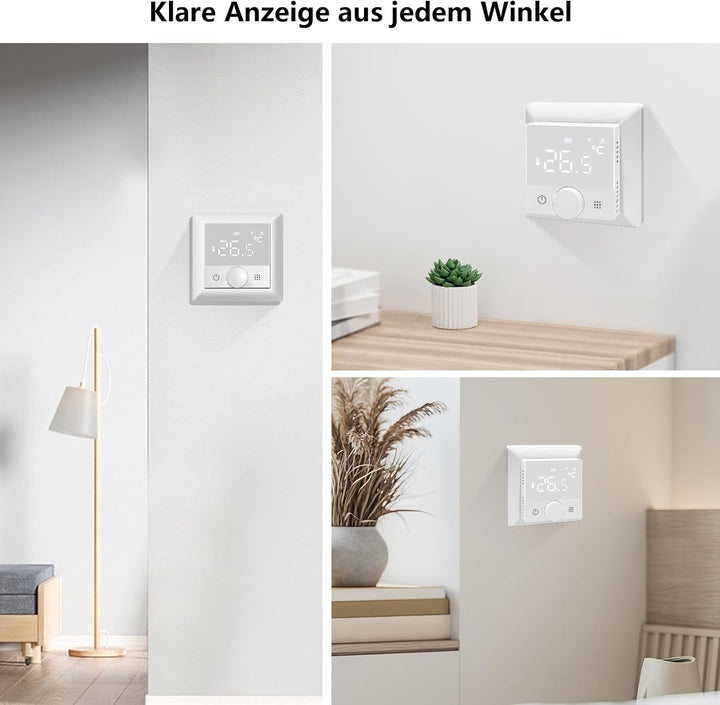 KETOTEK Smart Thermostat Fussbodenheizung Elektrische 16A, WiFi Raumthermostat Fussbodenheizung Wand