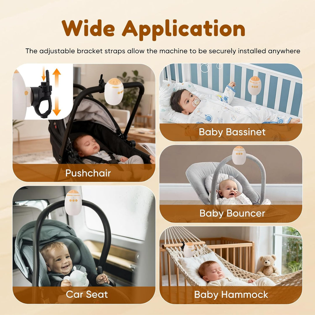 Kinderwagenschaukler, White Noise Machine Baby mit Baby Rocker 11 Beruhigende Klänge, Wiederaufladba