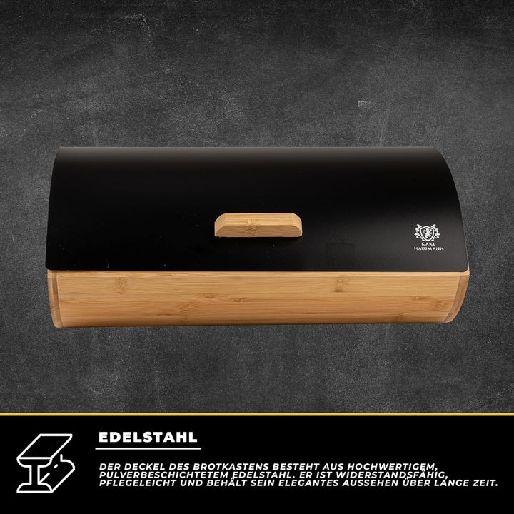 Brotkasten mit Deckel - Schwarz Brotbox Klein aus Holz - Bread Box - Brotaufbewahrung - Brotkästen -