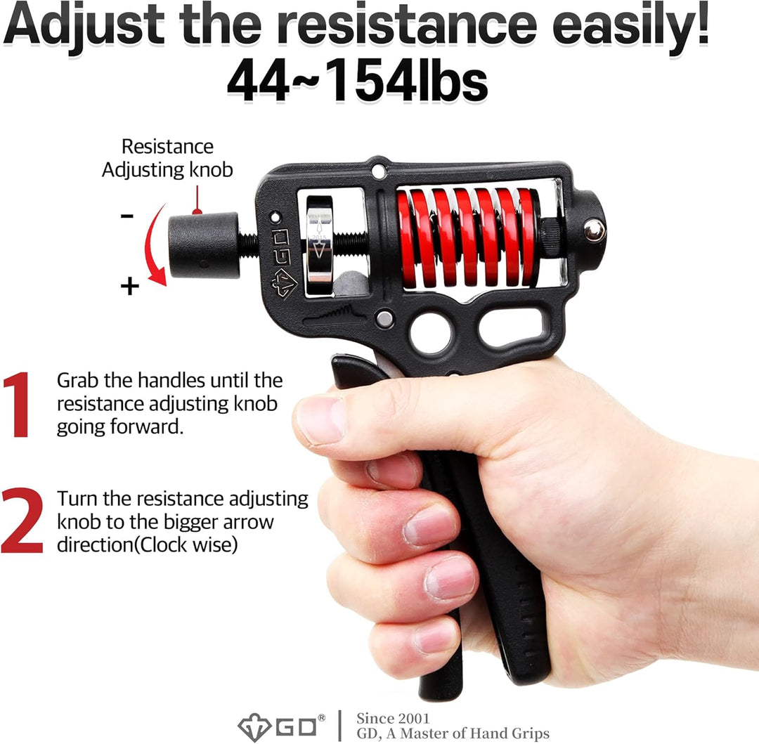 GD Hand Grip Strengthener (Premium Adjustable Hand Grips for Strength Training) Wrist and Forearm Tr