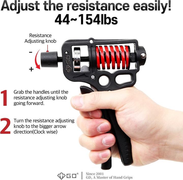 GD Hand Grip Strengthener (Premium Adjustable Hand Grips for Strength Training) Wrist and Forearm Tr
