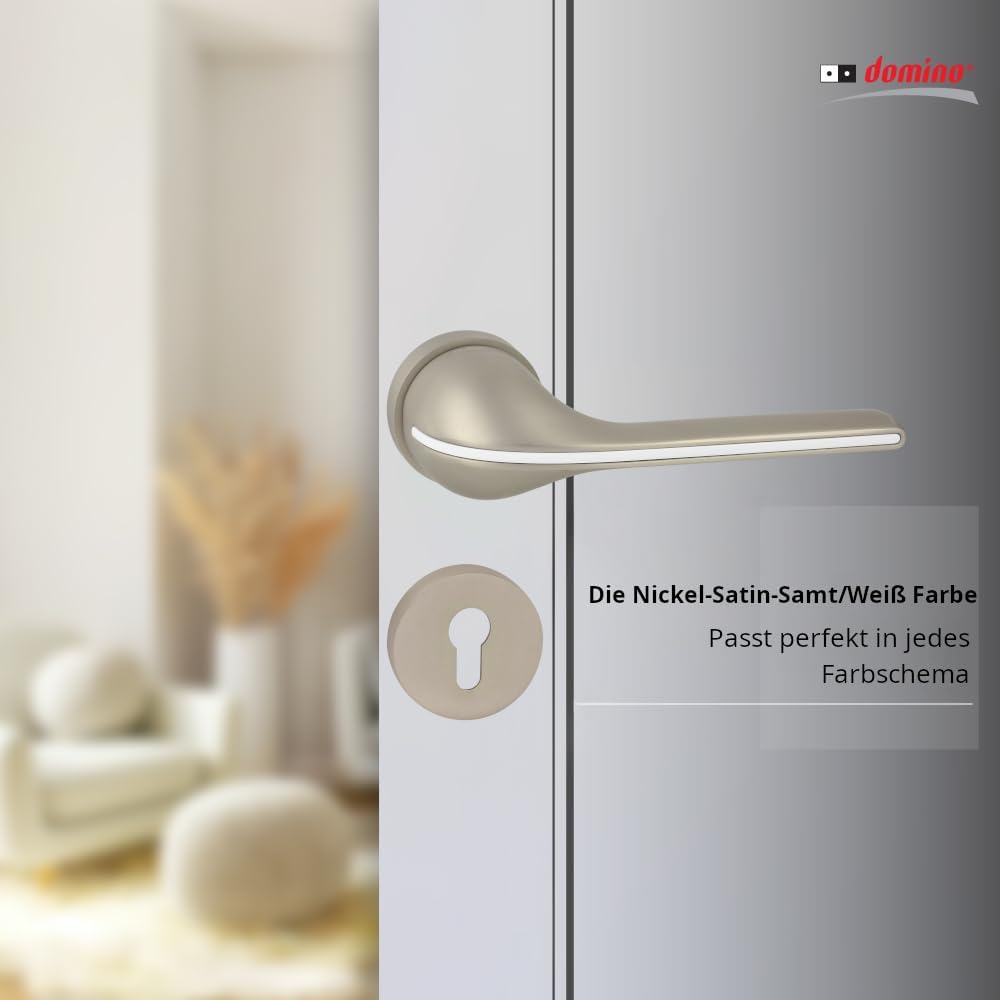 domino Türgriff Drückergarnitur PZ-Profilzylinder Set | Rund-Rosette | Türklinke für Kellertür & Inn