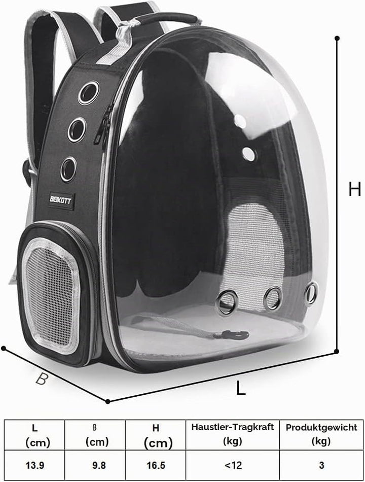 BEIKOTT Katzenrucksack Tragetasche, Hunderucksack, Haustier-Bubble-Rucksack für kleine Katzen, Welpe