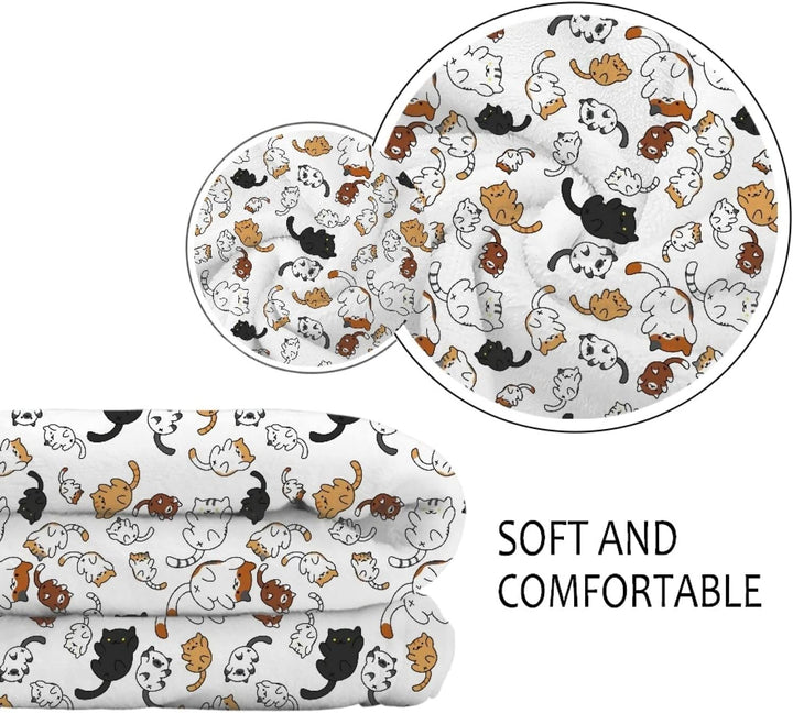 Niedliche Katzen-Kätzchen-Kinderdecke, Cartoon-Tiere, Bettwäsche für Mädchen, weiss, warm, Korallen-