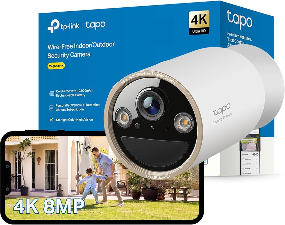 Tapo C460 4K 8MP Überwachungskamera Aussen Akku, Starlight-Farb-Nachtsicht, Dual-Band WLAN, Magnetfu