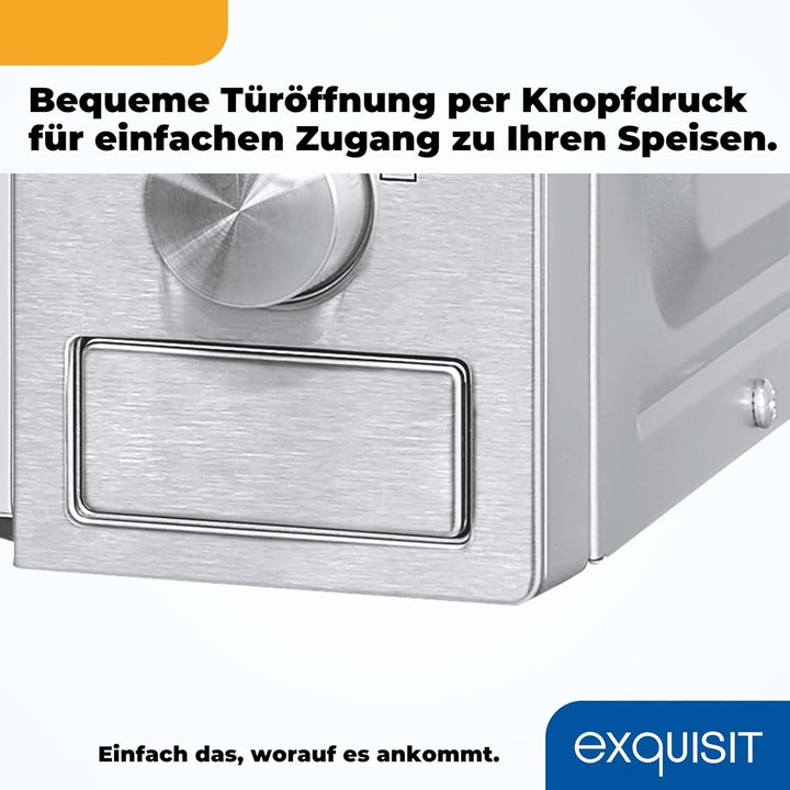 Exquisit Mikrowelle MW 820 DI | Stanfgerät | Silber | 25,5 cm Drehteller | 20 L Garraum | Beleuchtun