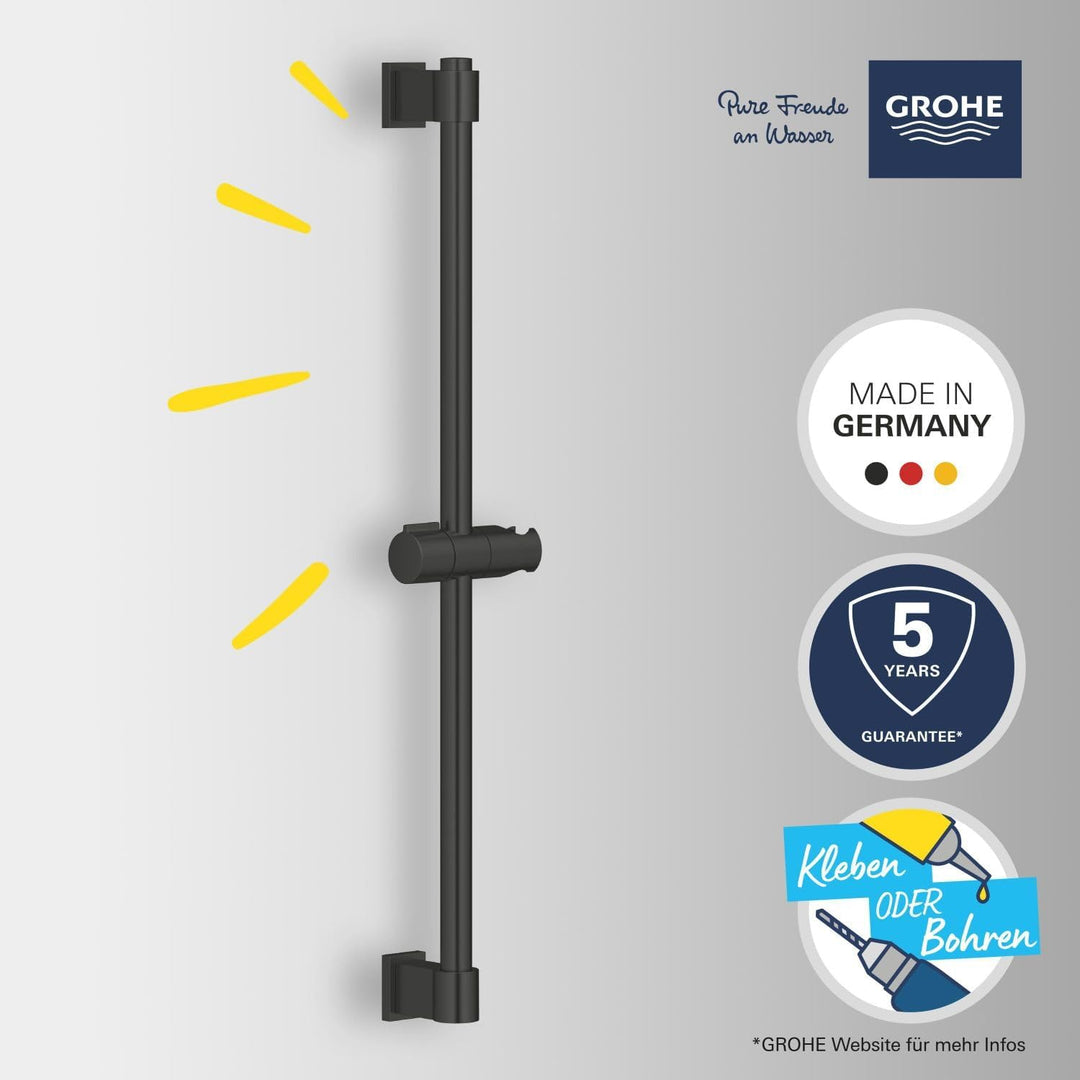 GROHE Vitalio, Duschstange 60cm ohne Bohren (oberes Befestigungselement verstellbar, mit Gleiter & G