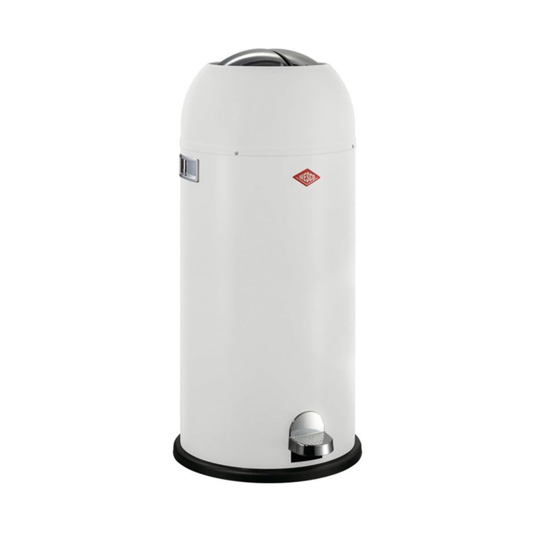 WESCO Kickmaster Maxi Abfallsammler in der Farbe weiss matt, pulverbeschichtetes Stahlblech, eingeba