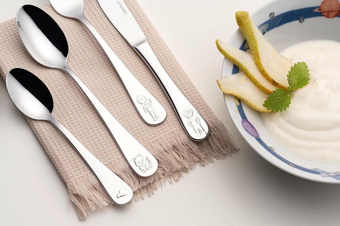 LEONARDO Bambini Avventura Kinder-Besteck Set 4-teilig - Besteck mit Motiven aus hochwertigem Edelst