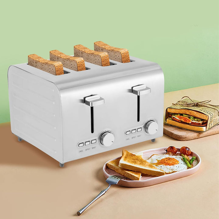 Toaster 4 Scheiben 1500W, Automatik-Langschlitztoaster, 7 Bräunungsstufen, Einstellbare Temperatur,