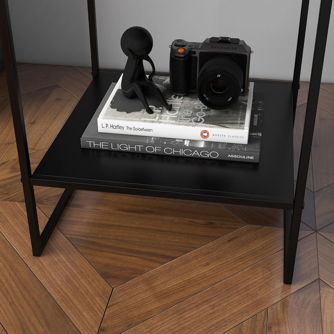 HOMCOM Couchtisch Quadratischer Wohnzimmertisch mit Stauraum, 2 Ebenen Skandinavisch Sofatisch mit S