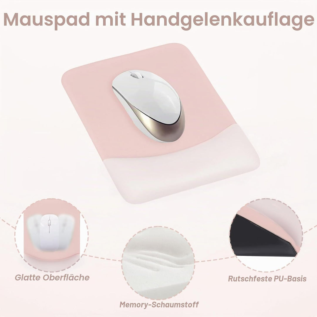 MOSISO Handgelenkstütze für Mauspad&amp;Tastatur Set, Rechteckig Ergonomisch Mauspad Rutschfest Basis Ho