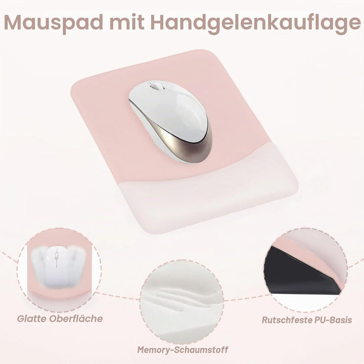 MOSISO Handgelenkstütze für Mauspad&amp;Tastatur Set, Rechteckig Ergonomisch Mauspad Rutschfest Basis Ho