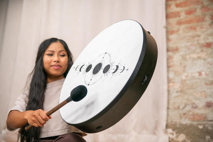 Sonic Energy Trommel Mondphasen – 50,8 cm – Schamanisches Instrument mit Kunststofffell – Für Medita