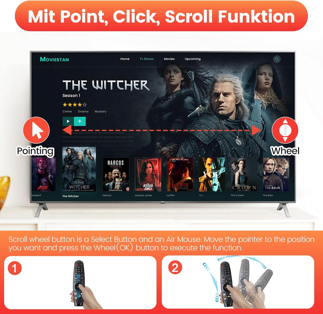Universal Fernbedienung für LG Fernseher Smart TV OLED NanoCell QNED 4K/8K UHD – Ersatz-Fernbedienun