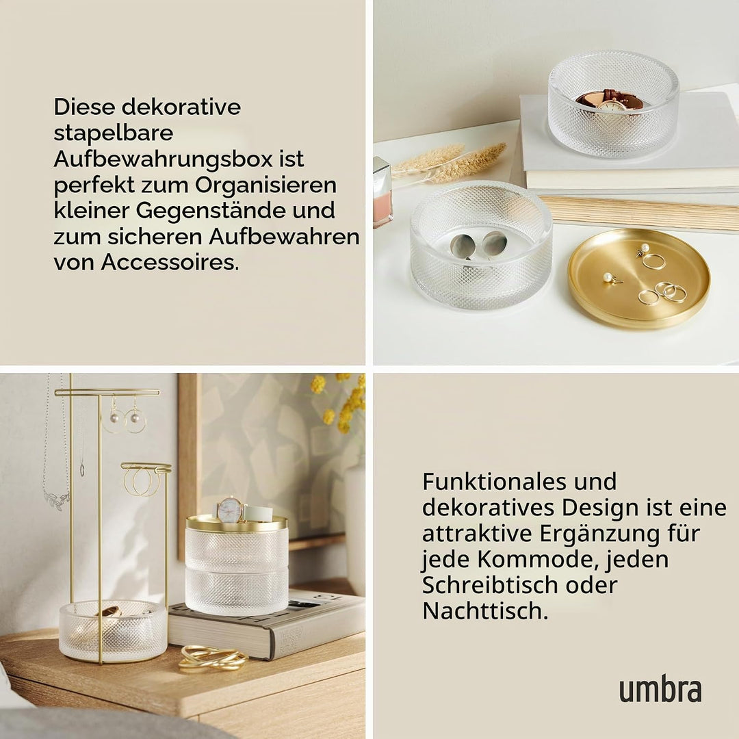 Umbra Tesora Schmuckkasten – Stapelbare Schmuckdose zur Aufbewahrung und Ablage von Ringen, Ohrringe