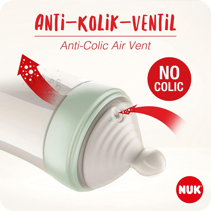 NUK Nature Sense Babyflaschen Set, 2x 260ml Babyflasche, 6-18 Monate, mit brustähnlichem Silikon-Tri