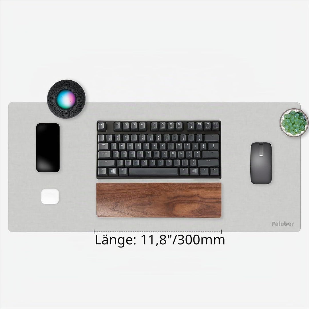 Faluber Handballenauflage aus Holz, 300 mm Länge und 20 mm Dicke für Kompakte Tastatur, Walnussholz,