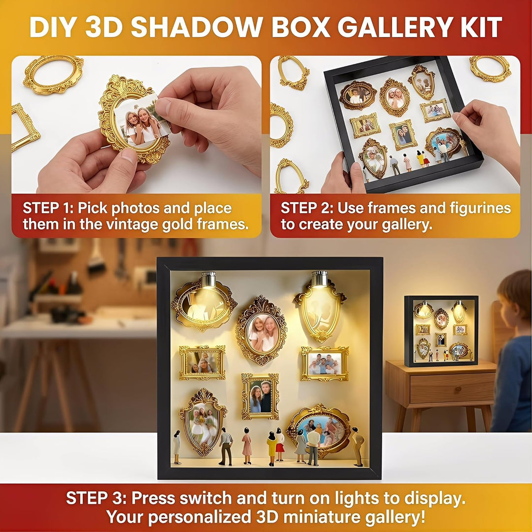 DIY Mini Museum Bilderrahmen, Mini Menschen Bilderrahmen Vintage zum Befüllen, Museum Silhouette Box