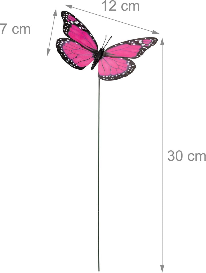 Relaxdays 360 x Gartendeko Schmetterling, Pflanzkasten Dekoration, Topfstecker, Outdoor Deko Balkon,