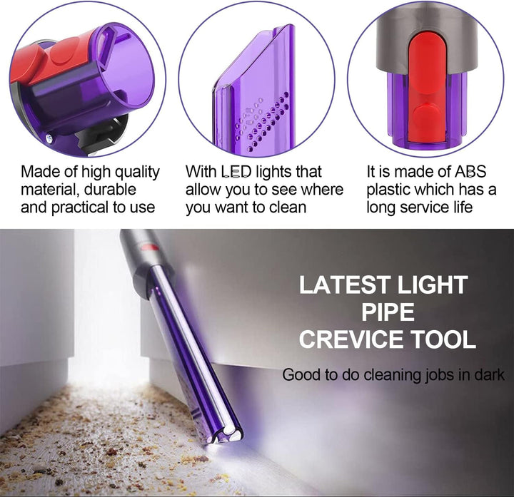 Fugendüse, LED Schmale Schlitzdüse, Light Pipe Slim Schlitz Düse, Zubehör für Dyson Staubsauger, Sta