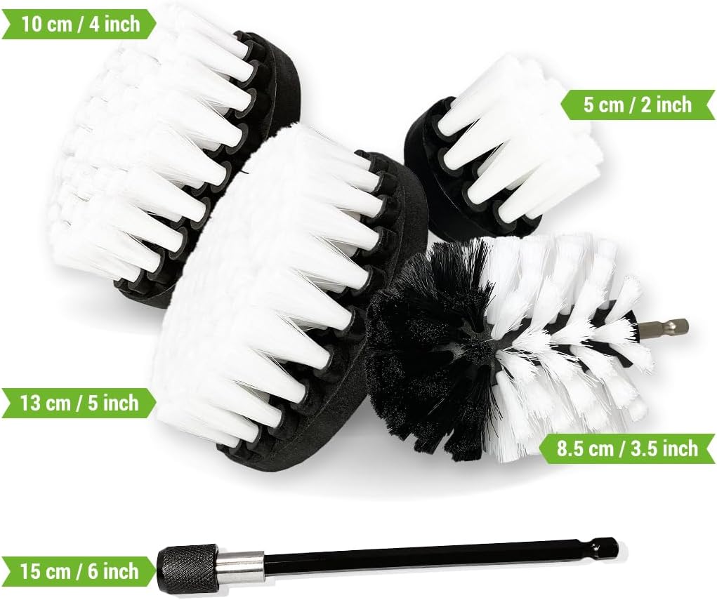 Premium Bohrbürste, extra weich, weiss, 5 Stück Professioneller Power-Schrubber Kratzt Keine Oberflä
