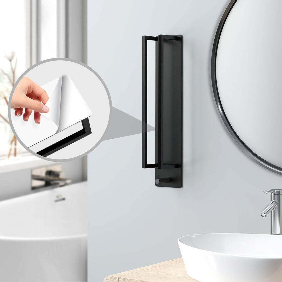 Handtuchhalter Schwarz Ohne Bohren,Gästehandtuchhalter Selbstklebend Handtuchstange Edelstahl Badetu