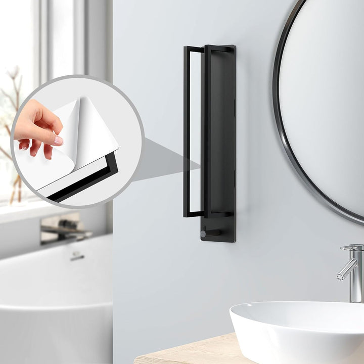 Handtuchhalter Schwarz Ohne Bohren,Gästehandtuchhalter Selbstklebend Handtuchstange Edelstahl Badetu