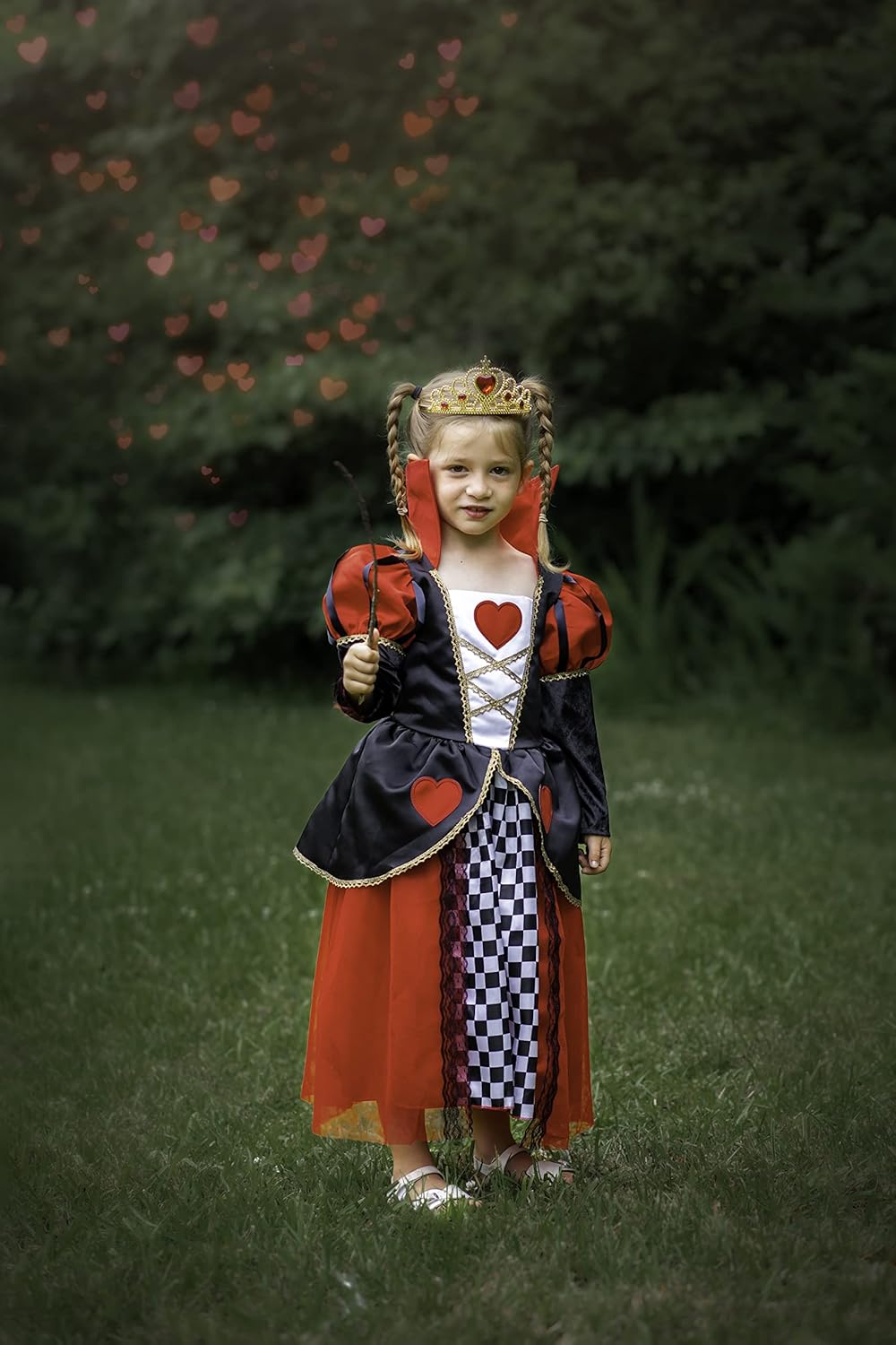 ReliBeauty Herzen Kleid Kostüm Kinder mit Krone Karneval Halloween
