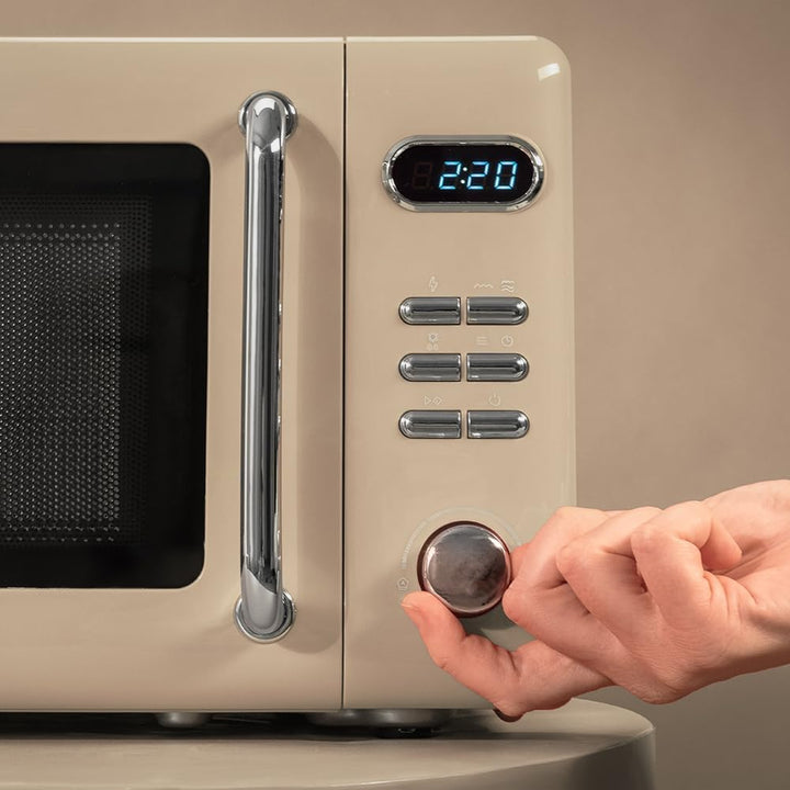 Cecotec Digitale Mikrowelle mit Grill Proclean 5110, 20 l, Retro-Beige, 700 W in 5 Stufen, Timer bis