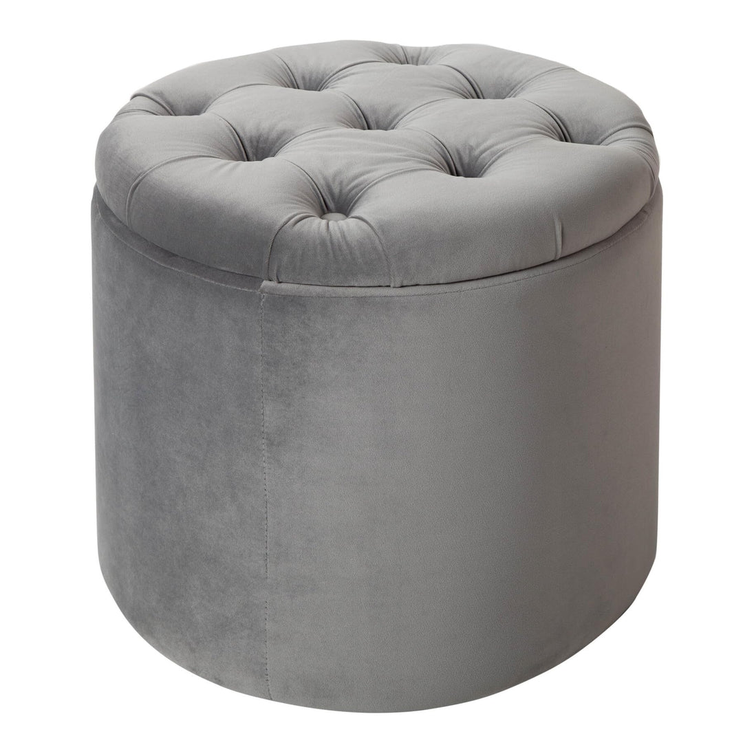 riess-ambiente.de Eleganter Hocker MODERN BAROCK 50cm Silbergrau Samt Couchtisch Tisch Aufbewahrungs