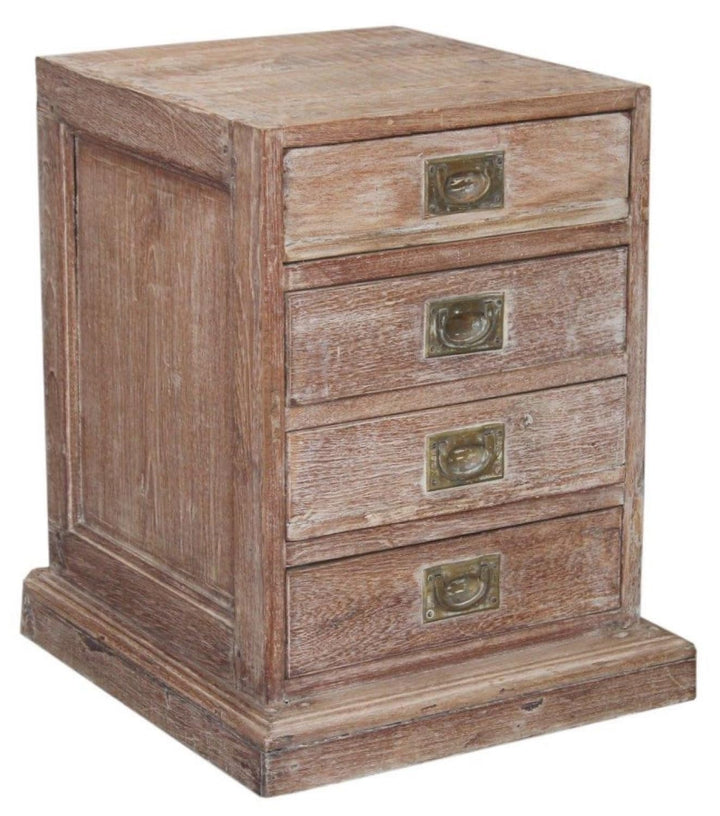 Vintage Beistellschrank, Kommode mit 4 Schubfächern, massiv, Modell 1 | Charmantes Design, ideal für