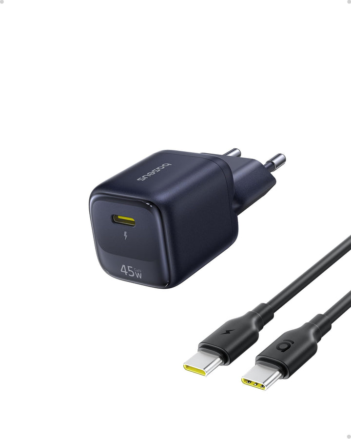 Baseus Enerfill 45W USB C Ladegerät GaN Schnellladegerät mit 1m Schnellladekabel, PPS PD Netzteil fü