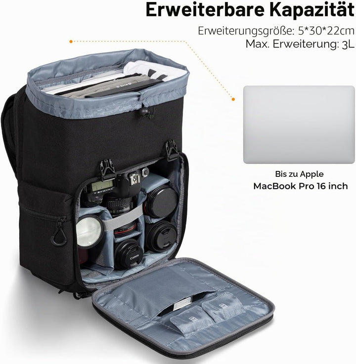K&amp;F CONCEPT Kameratasche für Fotografen, Reisetasche für Stativ, Kameraobjektiv, Zubehör mit Laptopf