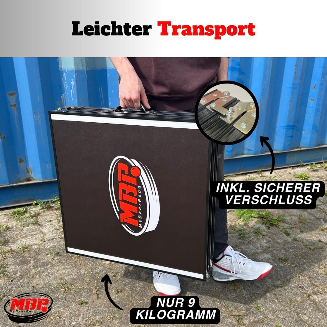MYBEERPONG® Bierpong Tisch Classic + 6 Tischtennisbälle | Schwarzes Beer Pong Set als Gadget für Par