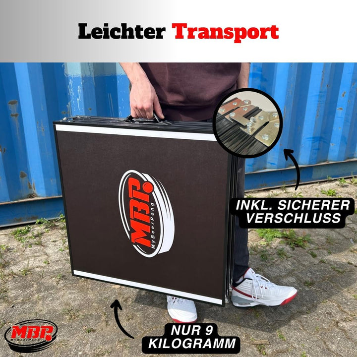 MYBEERPONG® Bierpong Tisch Classic + 6 Tischtennisbälle | Schwarzes Beer Pong Set als Gadget für Par